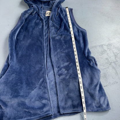 UGG Soft Surroundings Fleece Vest Hooded Blue Soft Cardigan Cozy M/L