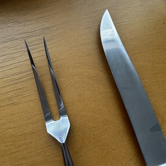 2 VTG Eickhorn Roneusil SIBYLLE Stainless German Flatware Carving Knife Set MCM