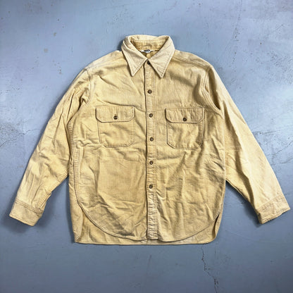 Vintage Woolrich Chamois Button Up Shirt Heavy Cotton Mens XL USA Yellow 70s