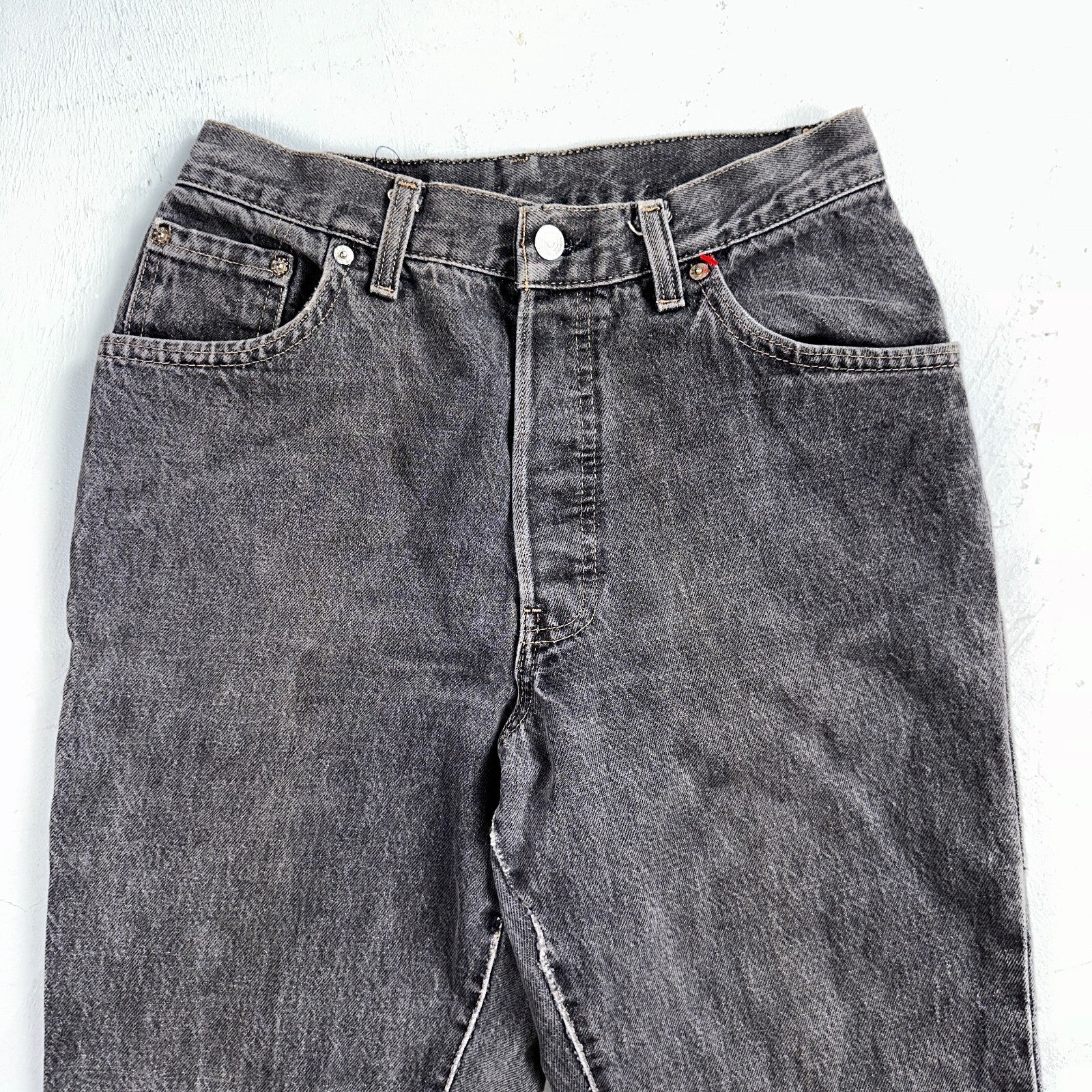 Levis 501 Vintage 80s USA XX Straight Leg Jeans Womens Faded Grey Wash Act 26x31