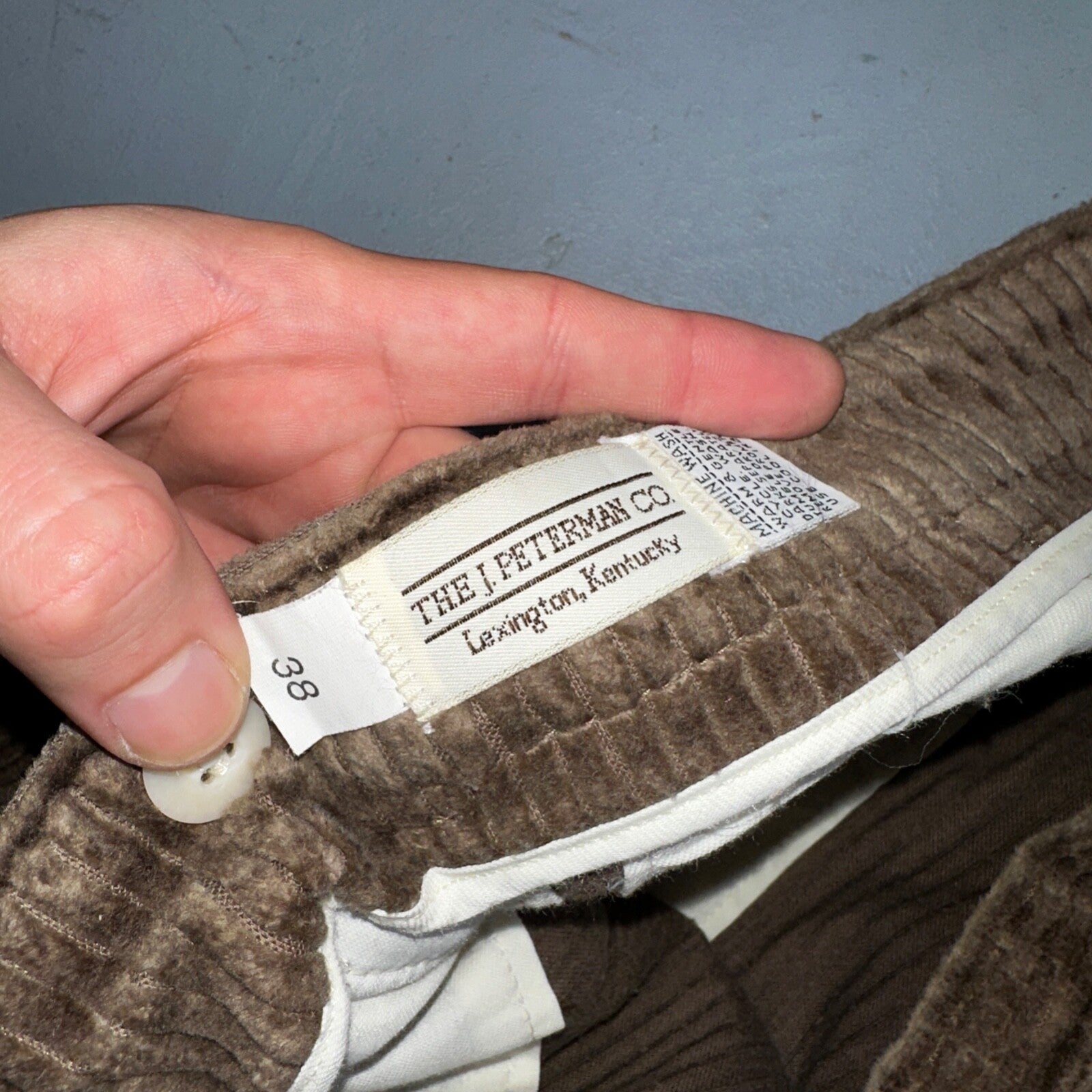 J. Peterman Pants Mens 38 Brown Thick Corduroy Pleated Chino Straight Pockets