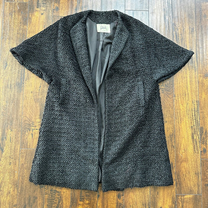 VTG 1960s Bullock’s Womens Shrug Coat Jacket Cute Fall Poly Black Rockabilly 60s