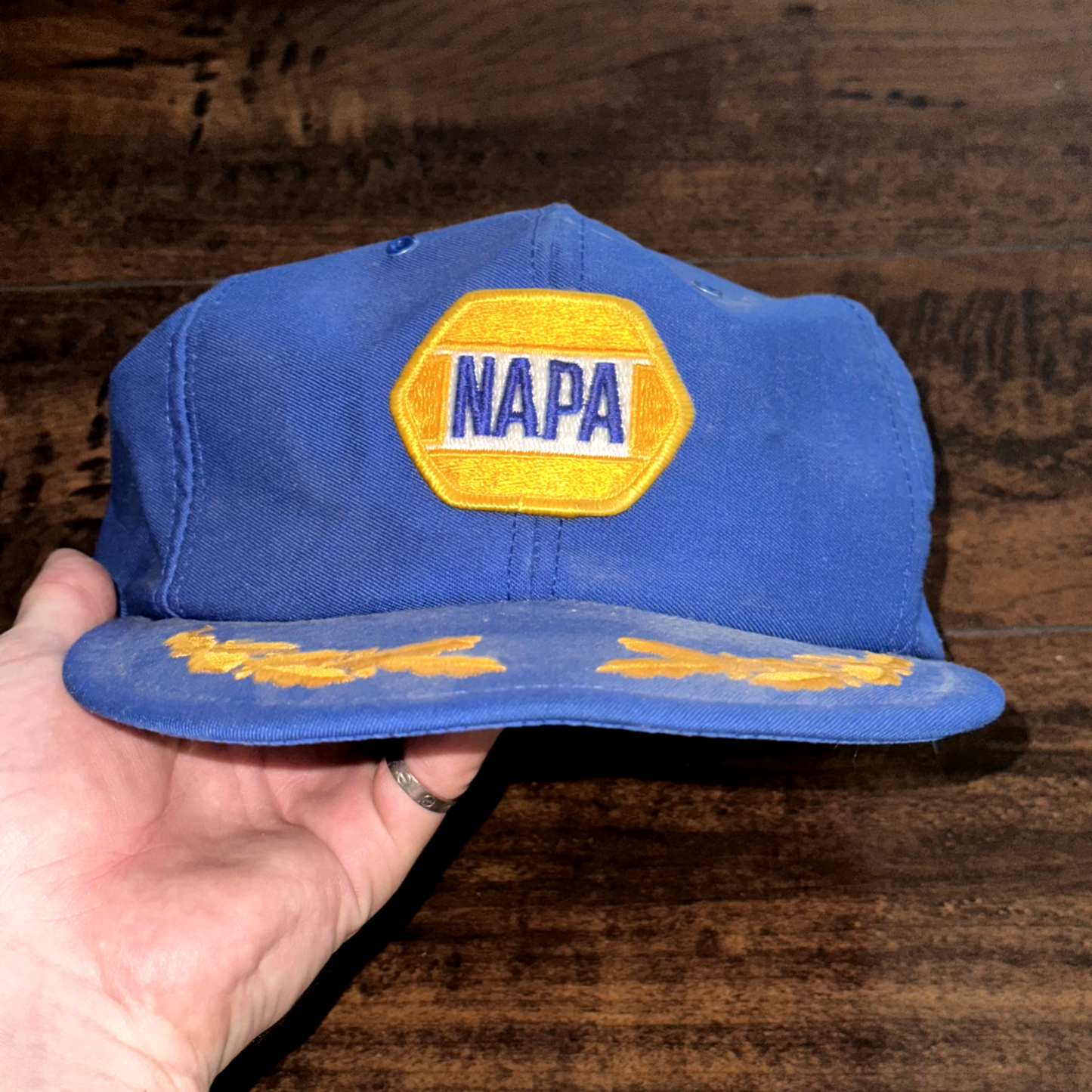 Napa Vintage Hat Cap Snapback Oak Leaves Blue 80s 90s Racing Car Parts Sports