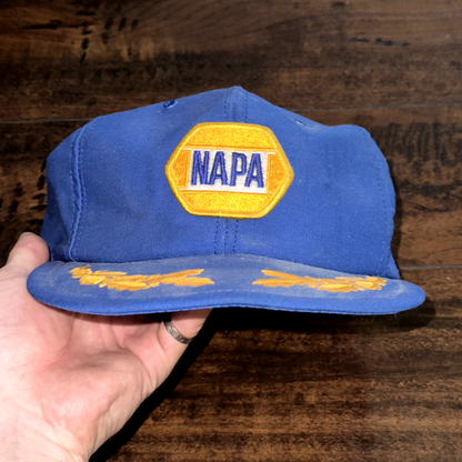 Napa Vintage Hat Cap Snapback Oak Leaves Blue 80s 90s Racing Car Parts Sports
