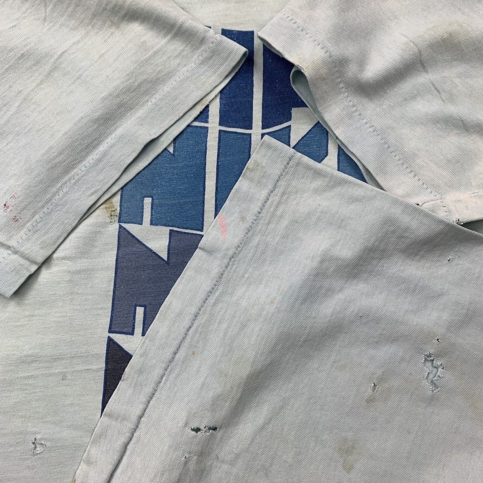 Nike Vintage T Shirt Mens L Quad Block Print Thrashed 70s Original Distressed