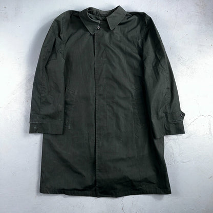 Aqaron Rain Trench Coat Mens 38 Short Green Long Sleeve Button Long Jacket