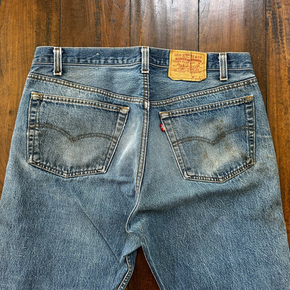VTG 80s Levis 501 Button Fly 38x36 USA Tag Jeans Straight Wash Blue XX Act 34x32