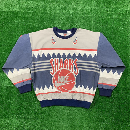 Nike Vintage Sweatshirt Mens T Shirt Sharks Crewneck AOP Basketball Jordan RARE