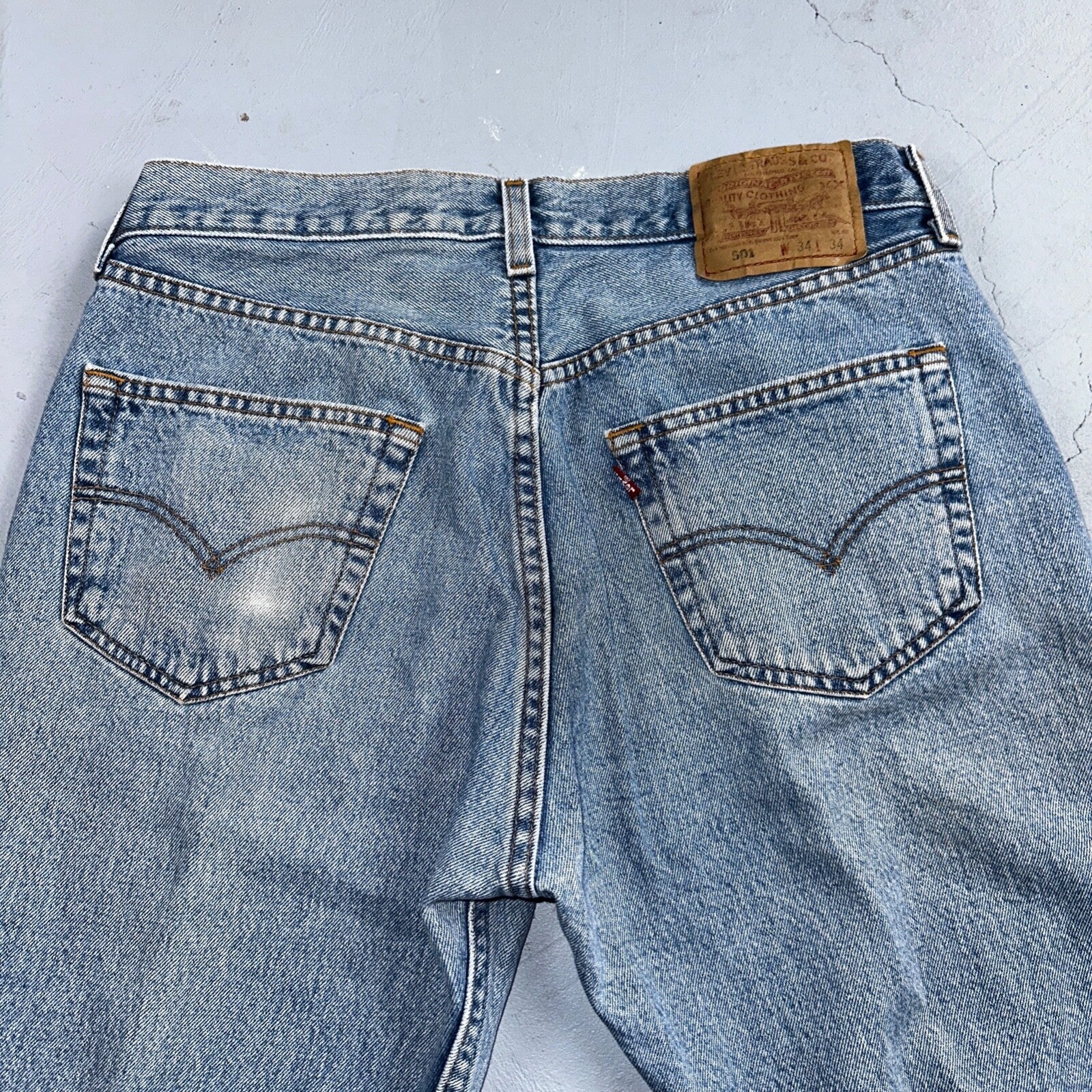 Levis 501 Vintage 90s Mexico Straight Leg Jeans 34x34 Y2K Light Wash Act 31x30