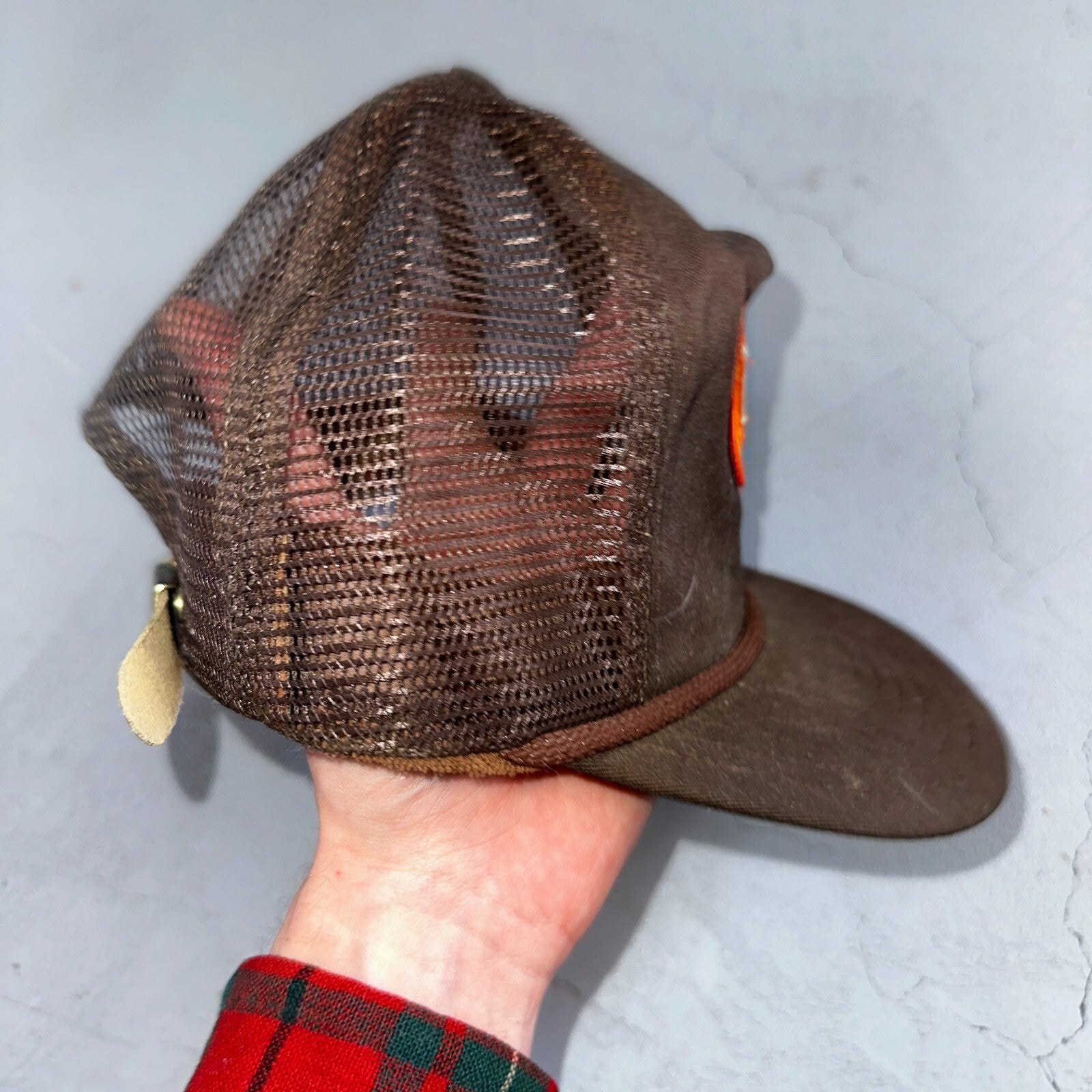 Vintage Tyson USA Made Patch Trucker Hat Strap Back Adjustable Mesh Mike Brown