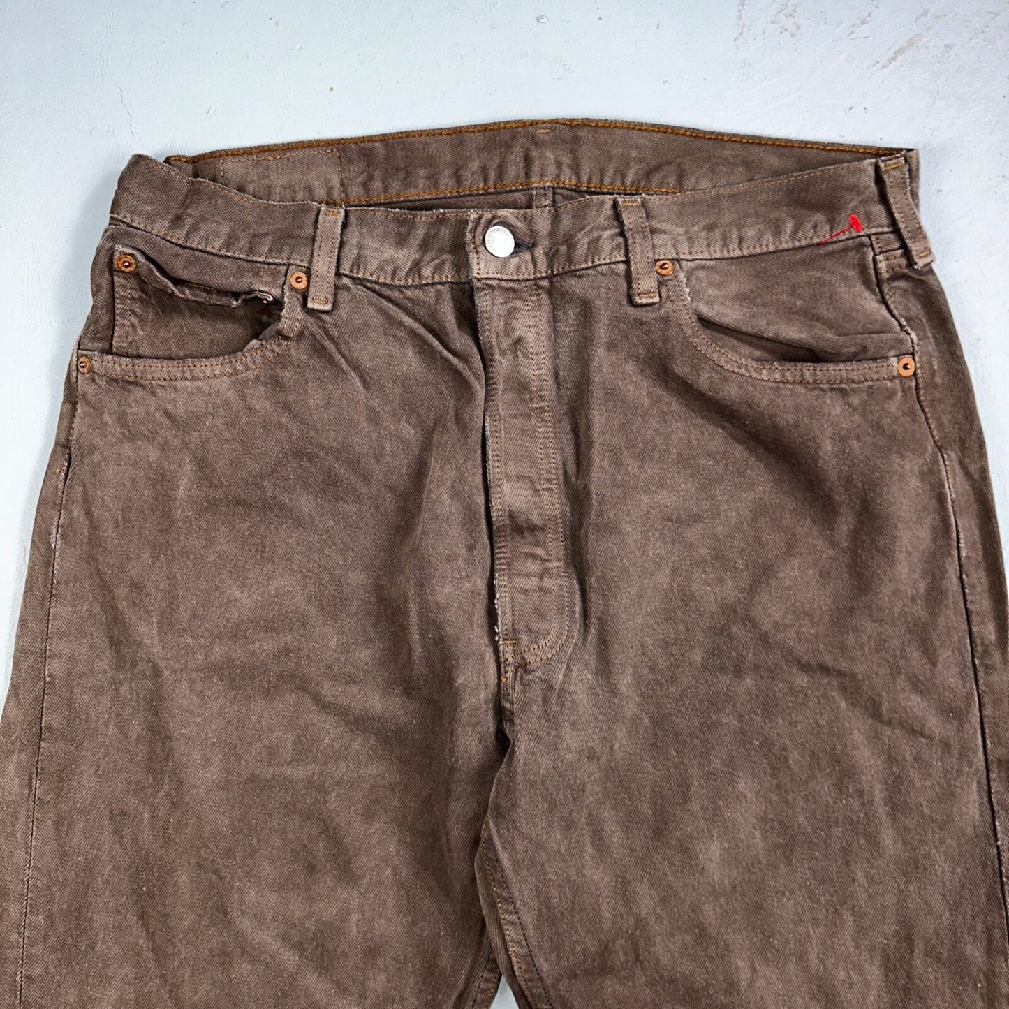 Levis 501 Vintage 90s USA XX Straight Leg Jeans Overdyed Brown 36x30 Act 33x29
