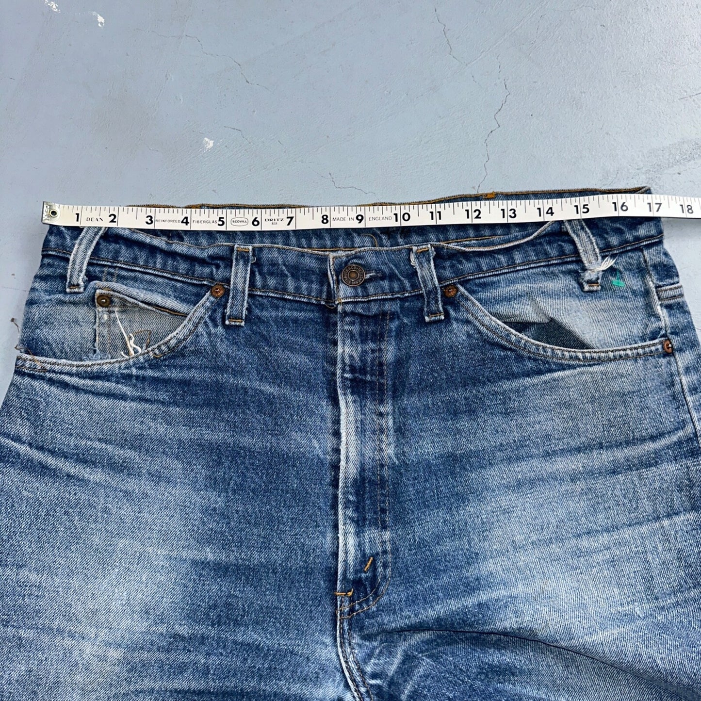 Levis 517 Vintage 80s USA Orange Tab Bootcut Flare Blue Worn Jeans Act 34x29