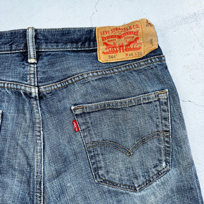 Levis 501 Y2K XX Straight Leg Jeans Blue VTG Med Wash 34x32 Act 33x30