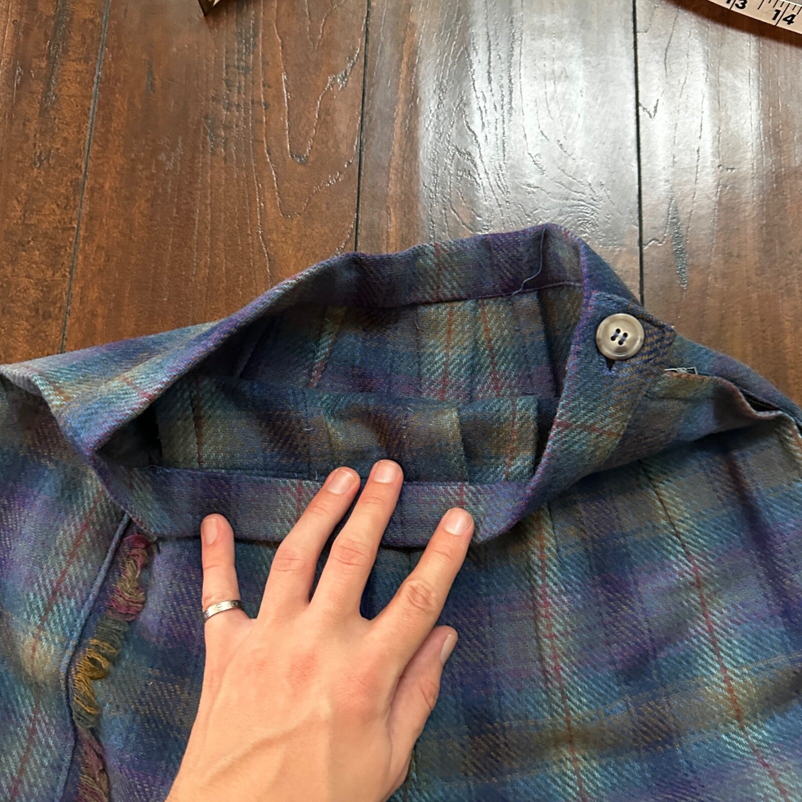 VTG USA Rockabilly Womens Dress Skirt 60s 70s Bottom Plaid Cute Wool