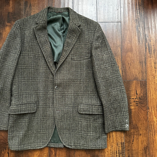 VTG Harris Tweed Sport Coat Mens 42 Scottish Wool Blazer Button Cricketer 70s
