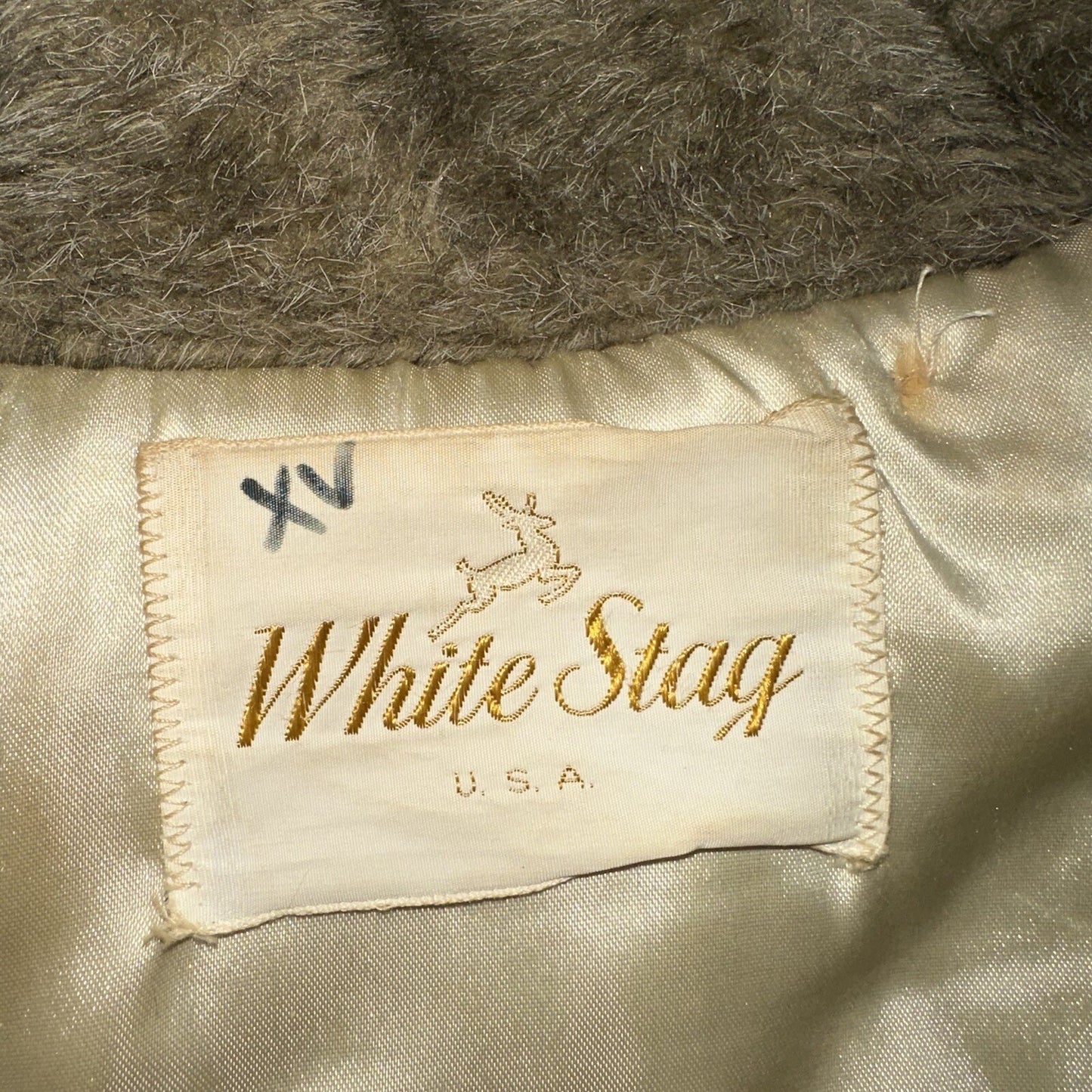 Vtg 50s 60s WHITE STAG Faux Fur Button Up Coat Jacket Union Rockabilly Rare