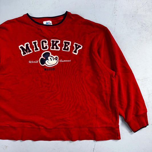 Disney Mickey Mouse VTG Sweatshirt Size XL Red Crewneck Disneyland USA 90s