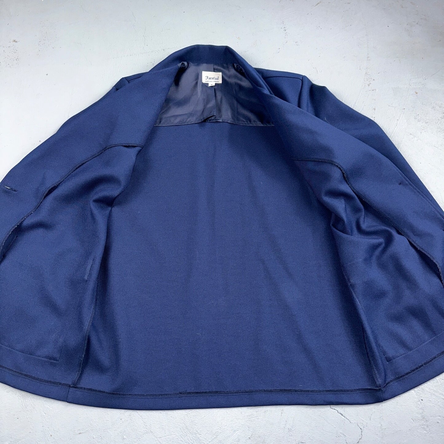 Vtg 70s Blazer Womens Blue Farstad Luxury Office USA Classy Suit Navy Poly