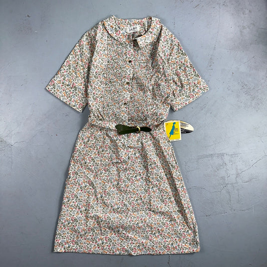 VTG Lady Bird Floral Shirt Dress Grandmacore Cottagecore Casual 13 1960s NWT Tag