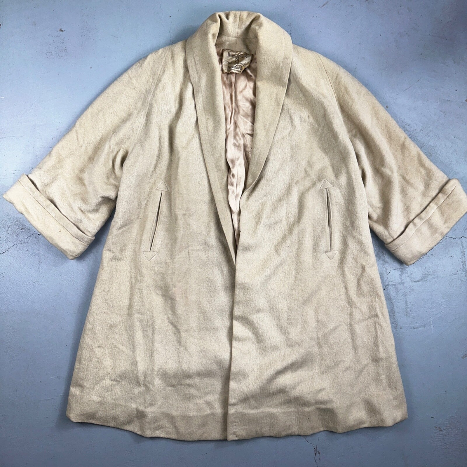 VTG 60s Forstman Beige Penny Lane Pure Wool Harol Crest California Rockabilly