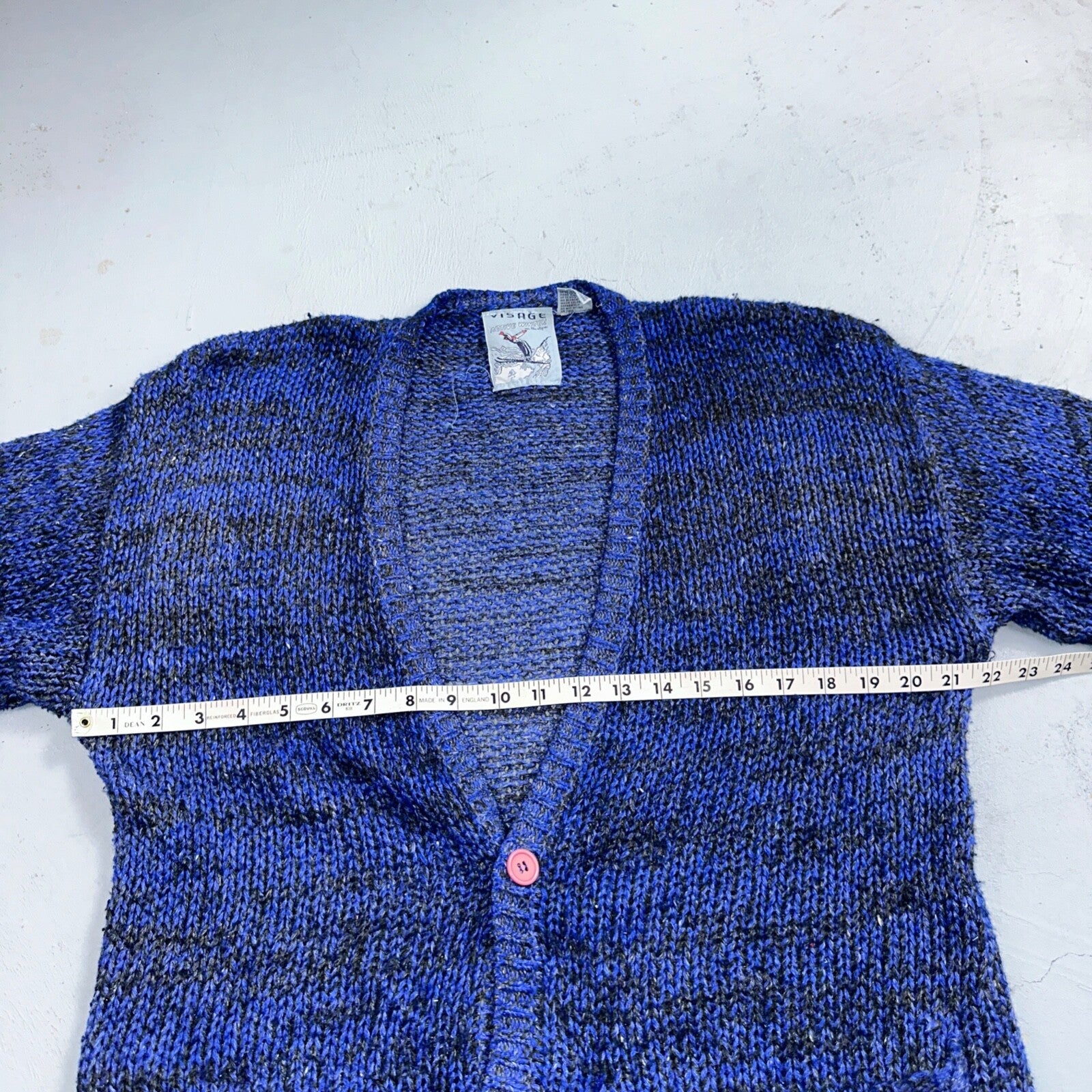 Visage Winter Womans Cardigan Knit Sweater Cozy 80s Active Winter Ramie Purple