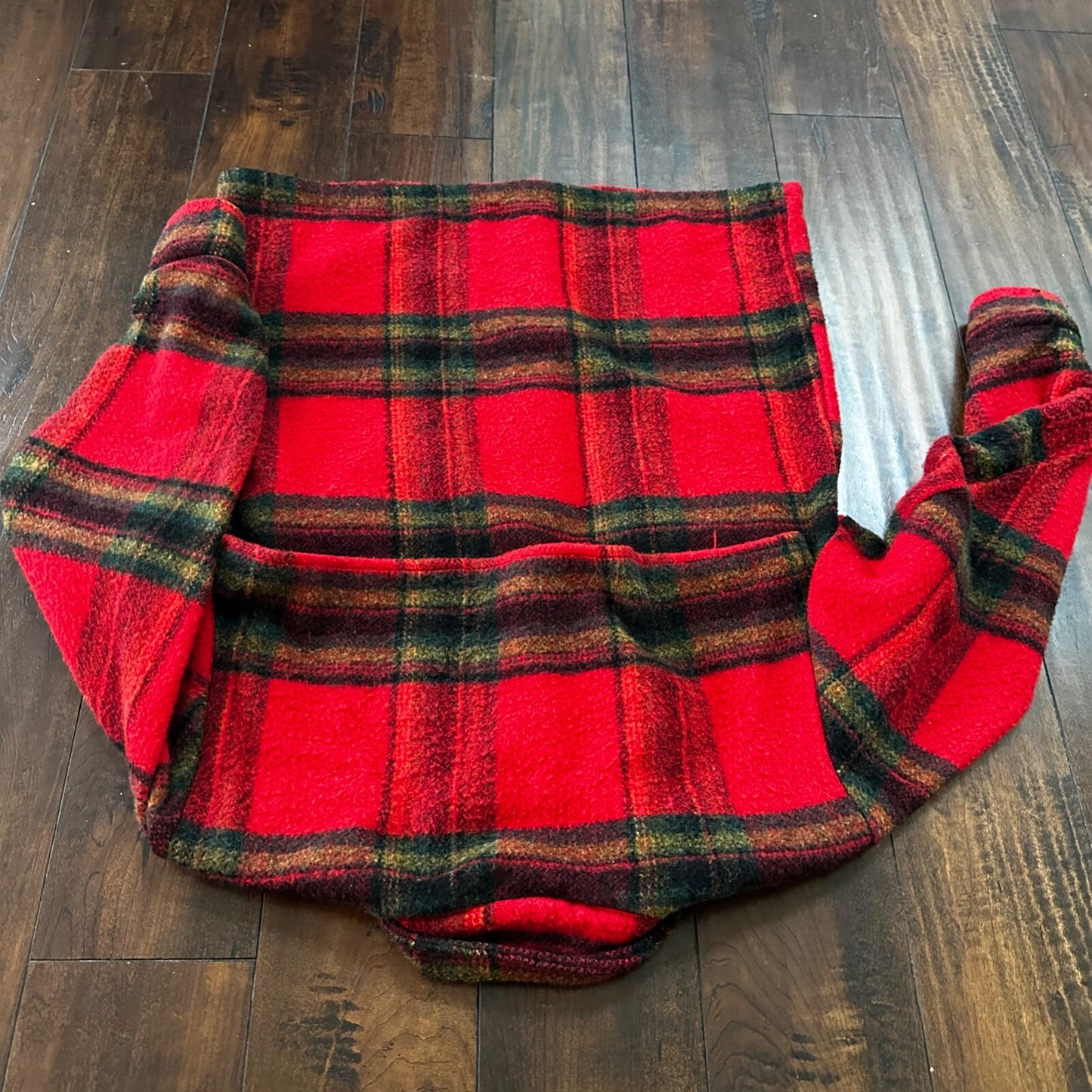 Vtg 60s Rockabilly Grunge Mens Double Pocket Plaid Flannel Shirt Jac 1960s Red