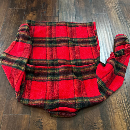 Vtg 60s Rockabilly Grunge Mens Double Pocket Plaid Flannel Shirt Jac 1960s Red