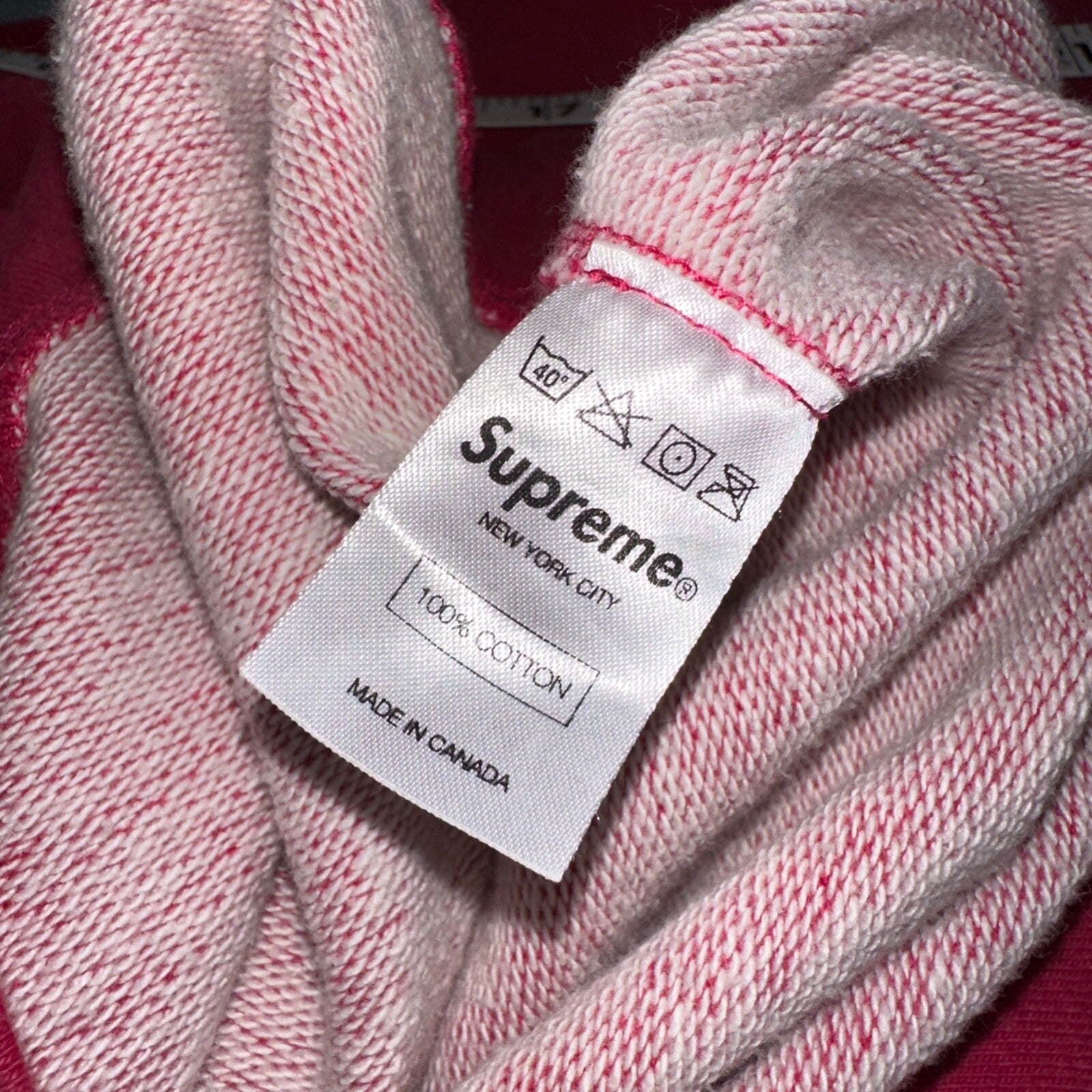 Supreme Pink Script Log Sweater Large Knit Box Logo Simple Subtle Raglan