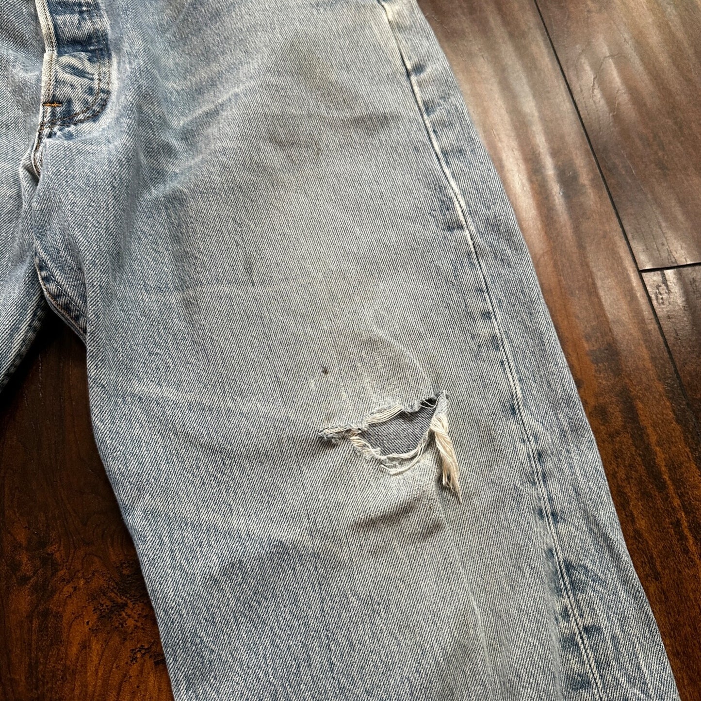 VTG 90s Levis 501 Button Fly 38x33 USA Tag Jeans Straight Wash Blue XX Act 34x28