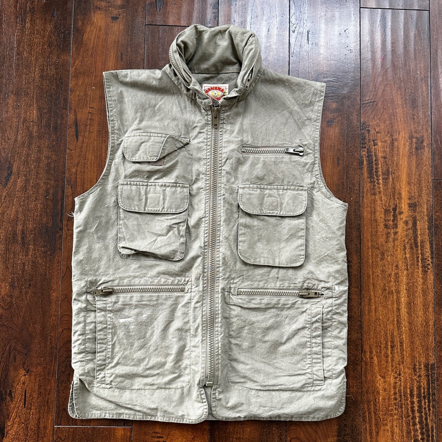 Vtg Banana Republic Size S Safari Travel Vest Animal Print RARE 70s