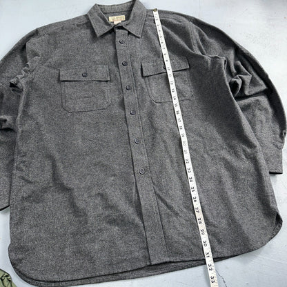 LL Bean VTG Mens L Chamois Cloth Gray Shirt Soft Cozy Flannel Cotton 90s
