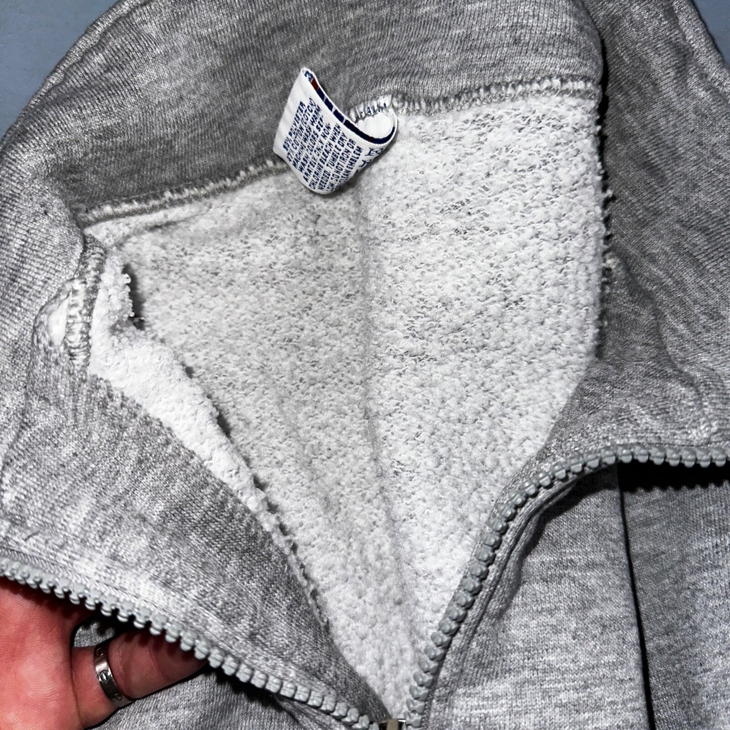 Russell Athletic USA L Sweatshirt 90s VTG Crewneck Gray Basic Blank Quarter Zip