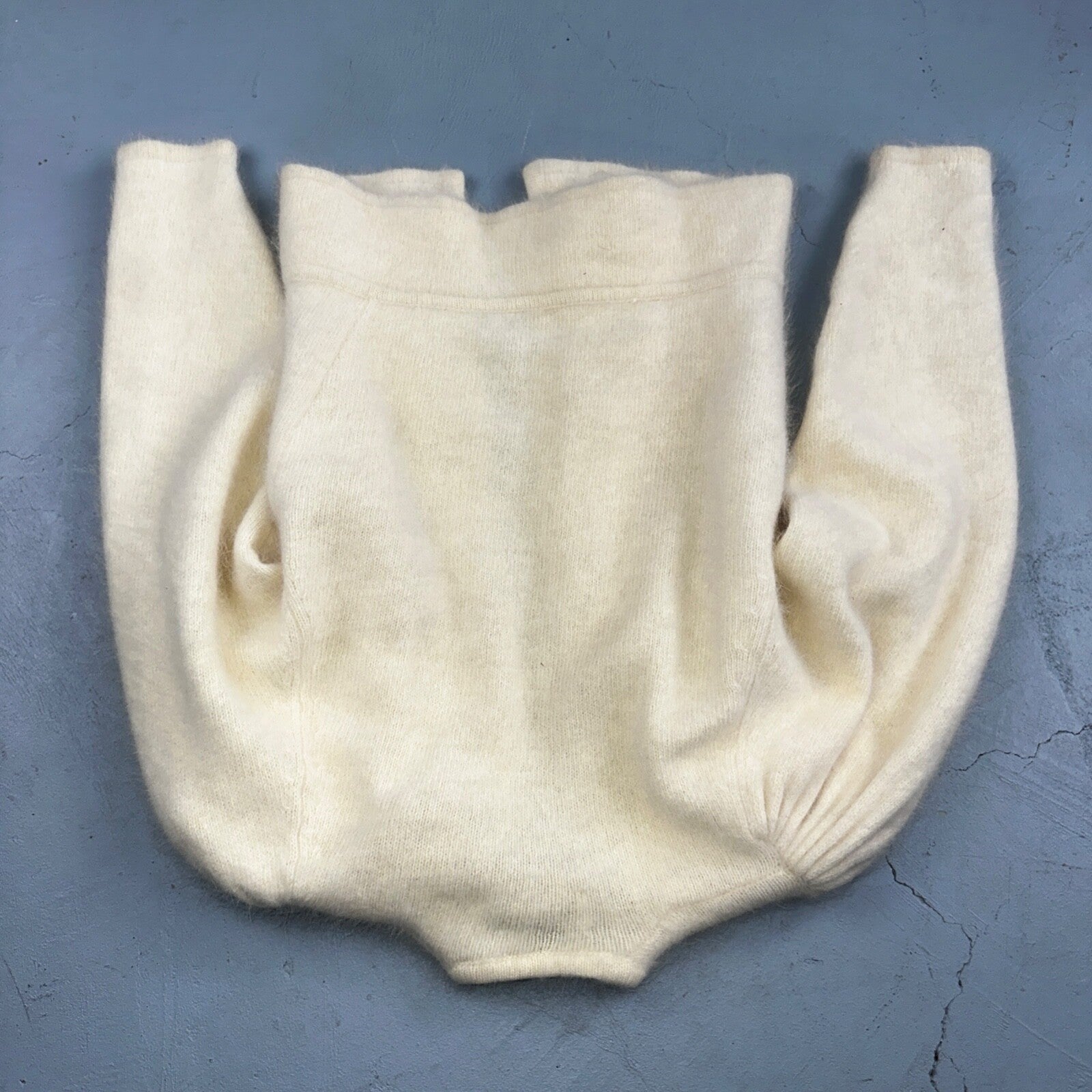 Sideffects Vtg Sweater Size M Cardigan Button Open Front Shag Loop Knit White