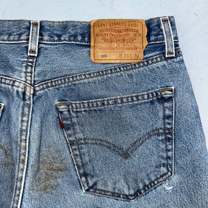 Levis 501 Vintage Y2K 90s XX Straight Leg Jeans Blue Light Wash 33x30 Act 32x29