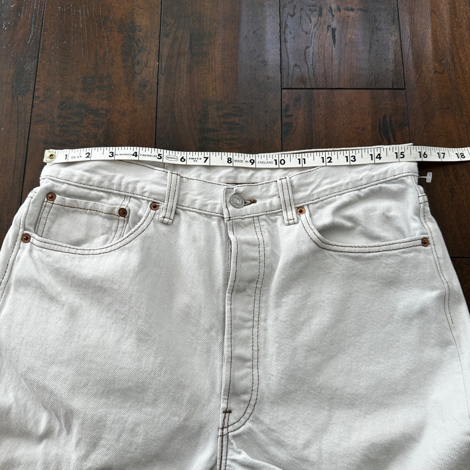 Vintage 90s Levis 501 USA 34x34 Tag Jeans 80s White Bleach Wash Act Worn 31x30