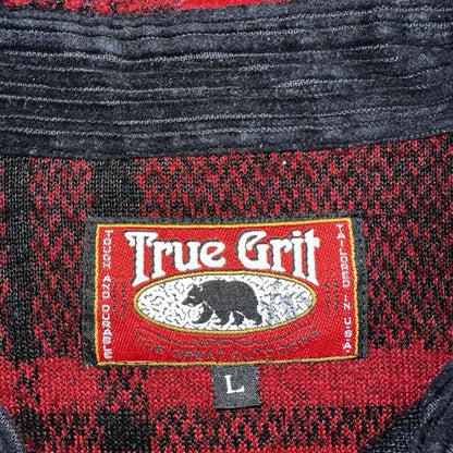 True Grit VTG 80s Made in USA Fleece Jacket Shirt Jacket Plaid Flannel Buffalo