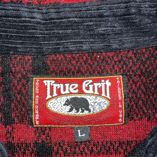 True Grit VTG 80s Made in USA Fleece Jacket Shirt Jacket Plaid Flannel Buffalo