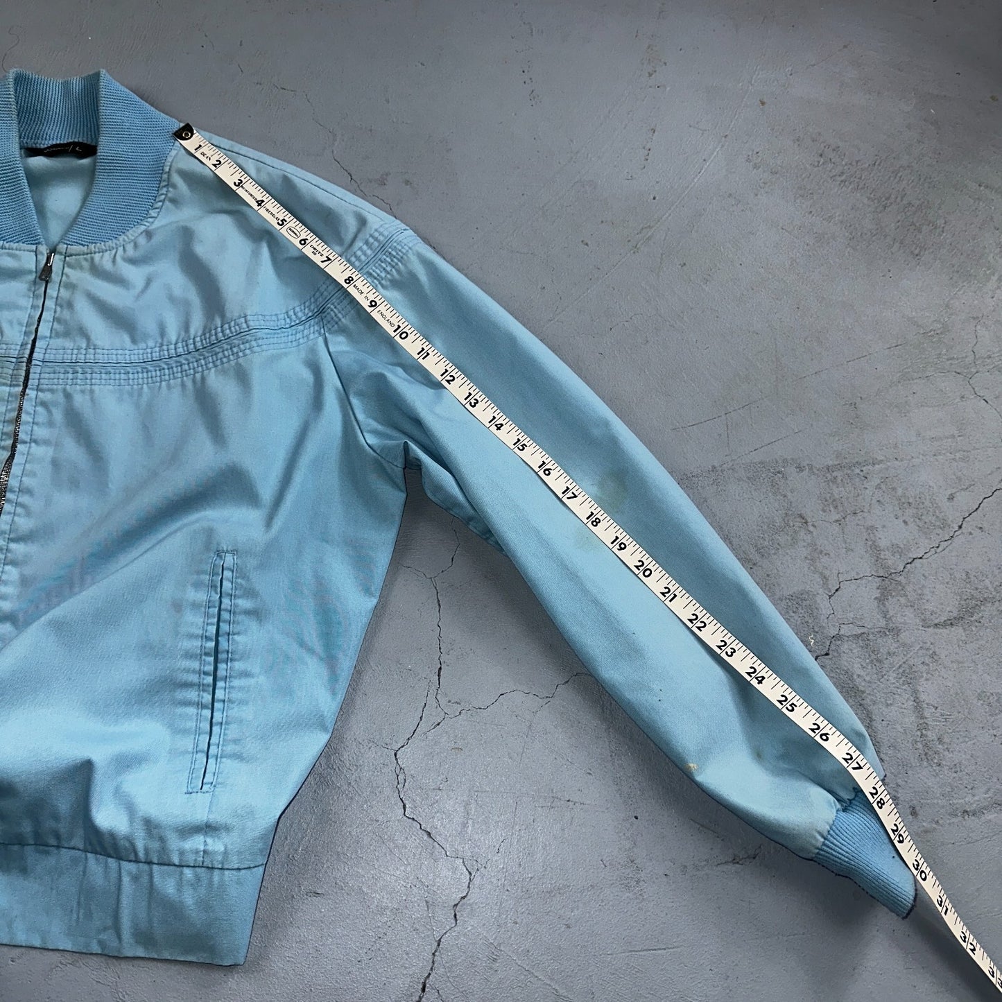 Vintage JC Penneys 70s Derby Jacket Sports USA Baby Blue Talon Bomber Large