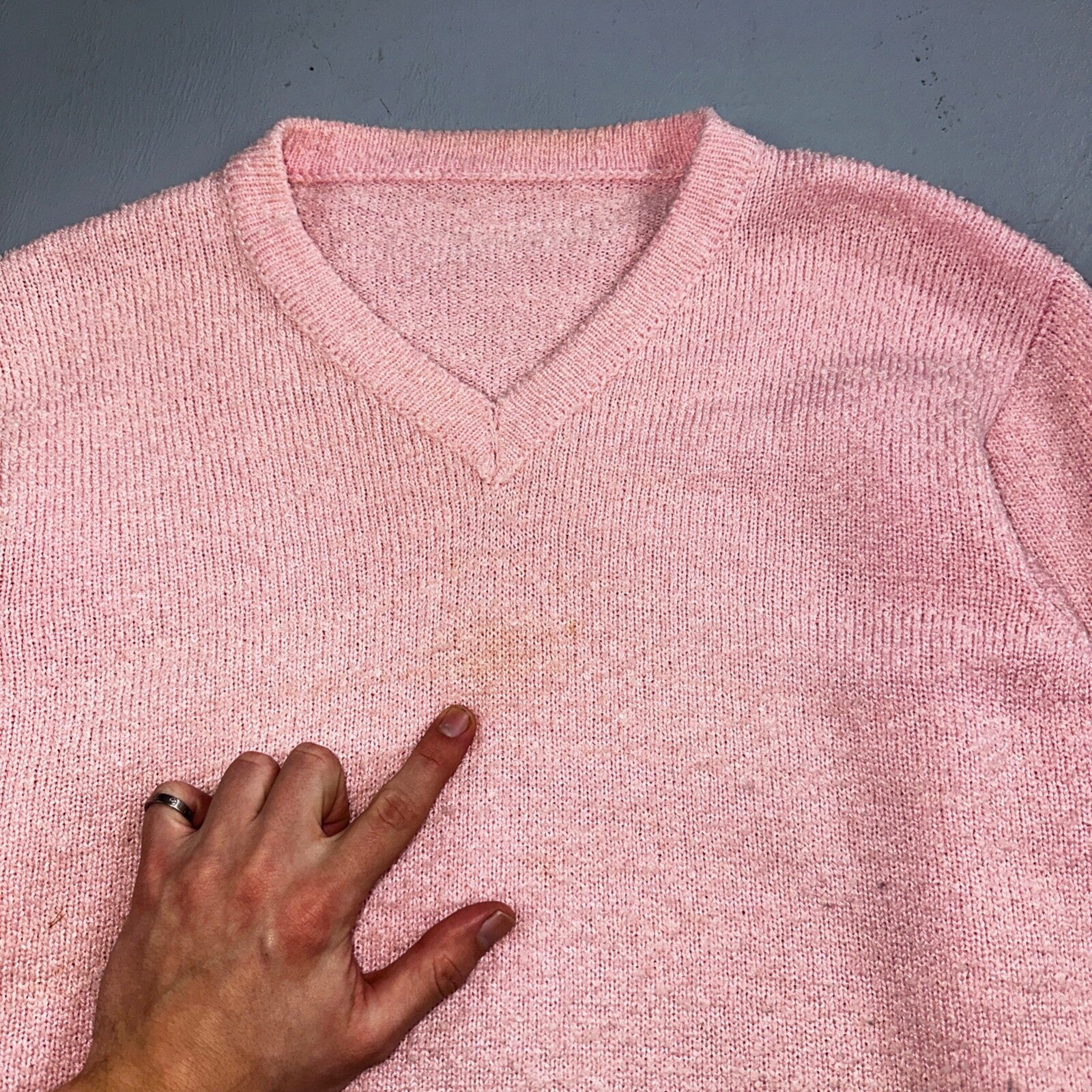 Vintage Pink Knit Sweater Cardigan Womens 70s 80s Basic Cozy Essential Winter