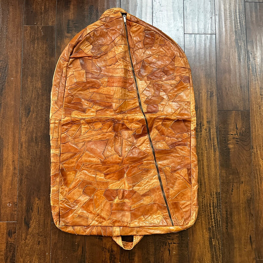 Vintage American Tourister Garment Suit Bag Leather Brown Hangers Cover VTG 40s