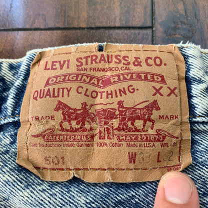 Levis 501 Vintage 80s USA XX Straight Leg Jeans Blue Acid Wash 33x32 Act 30x29