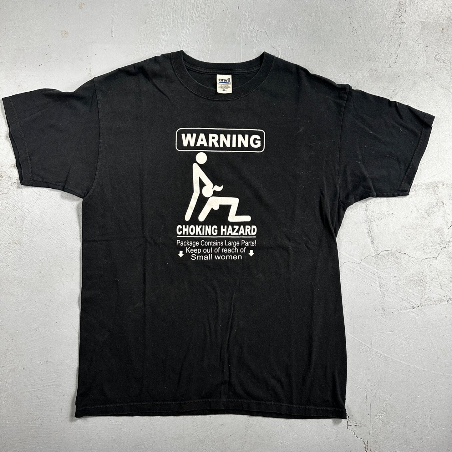 Warning Choking Punk VTG T Shirt Funny Pervert Joke Inappropriate Oral Gross