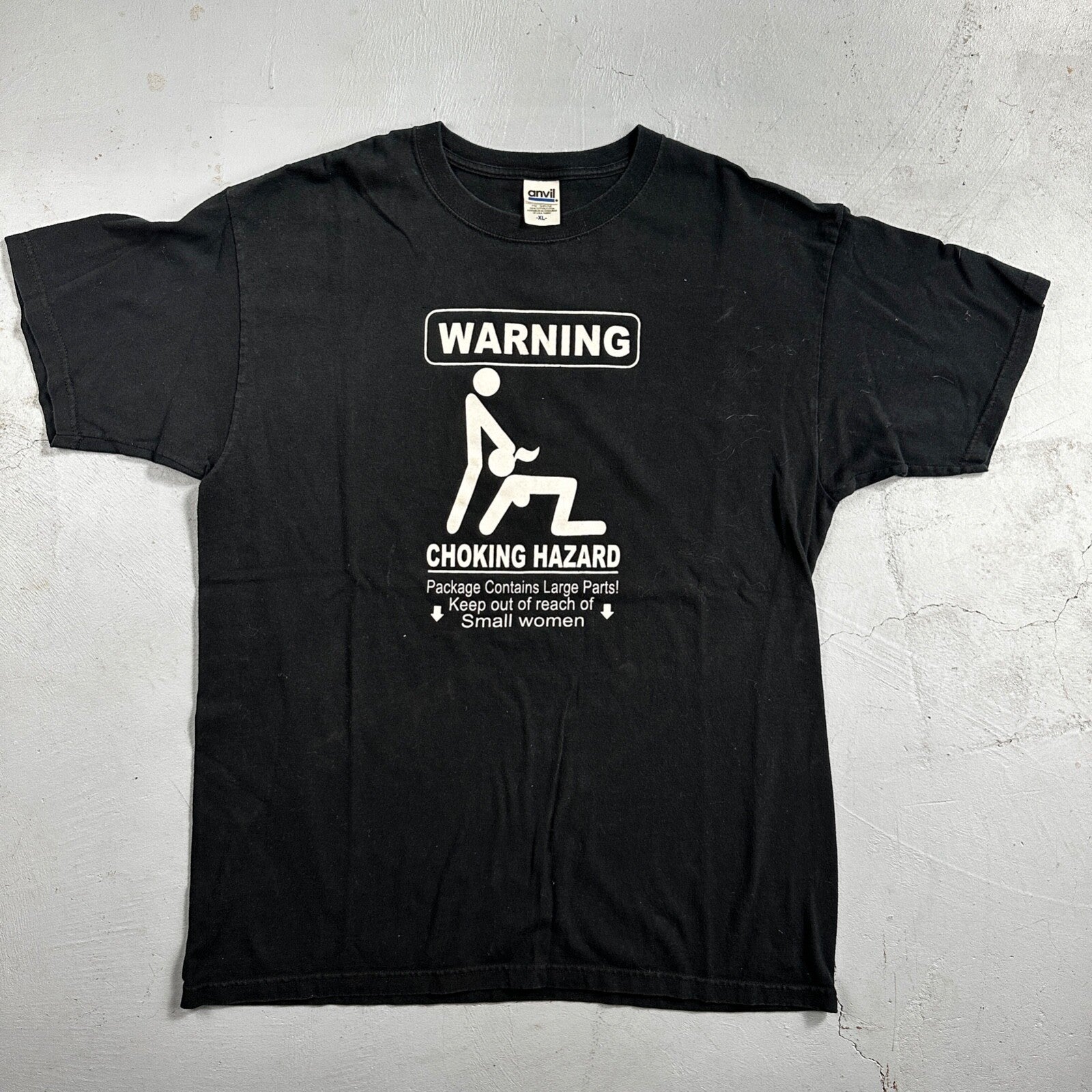 Warning Choking Punk VTG T Shirt Funny Pervert Joke Inappropriate Oral Gross