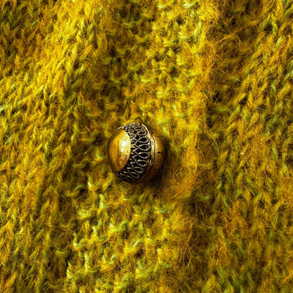 VTG 1960s Green Yellow Pukey Knit Cardigan Sweater Rockabilly 60s Wool Grunge