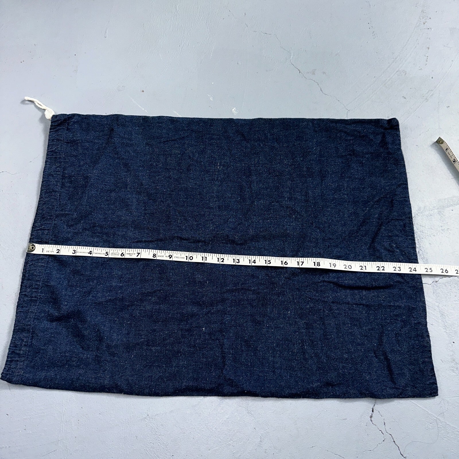 VTG 40s 50s Selvedge Denim Blue Laundry Drawstring Faded Civilian Bag Small