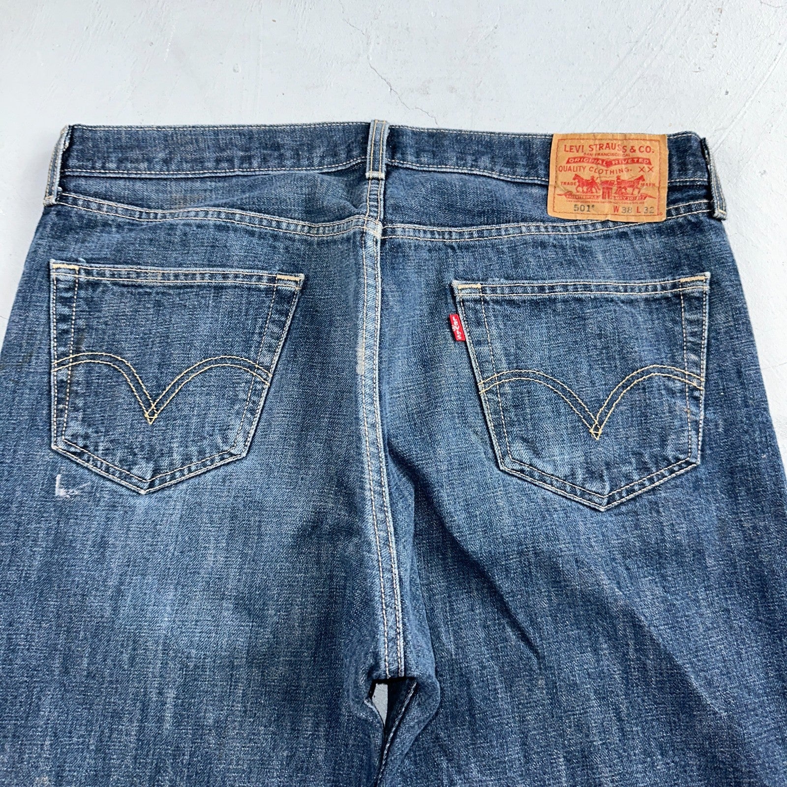 Levis 501 Vintage Y2K XX Straight Leg Jeans Blue Med Wash 38x32 Act 35x29