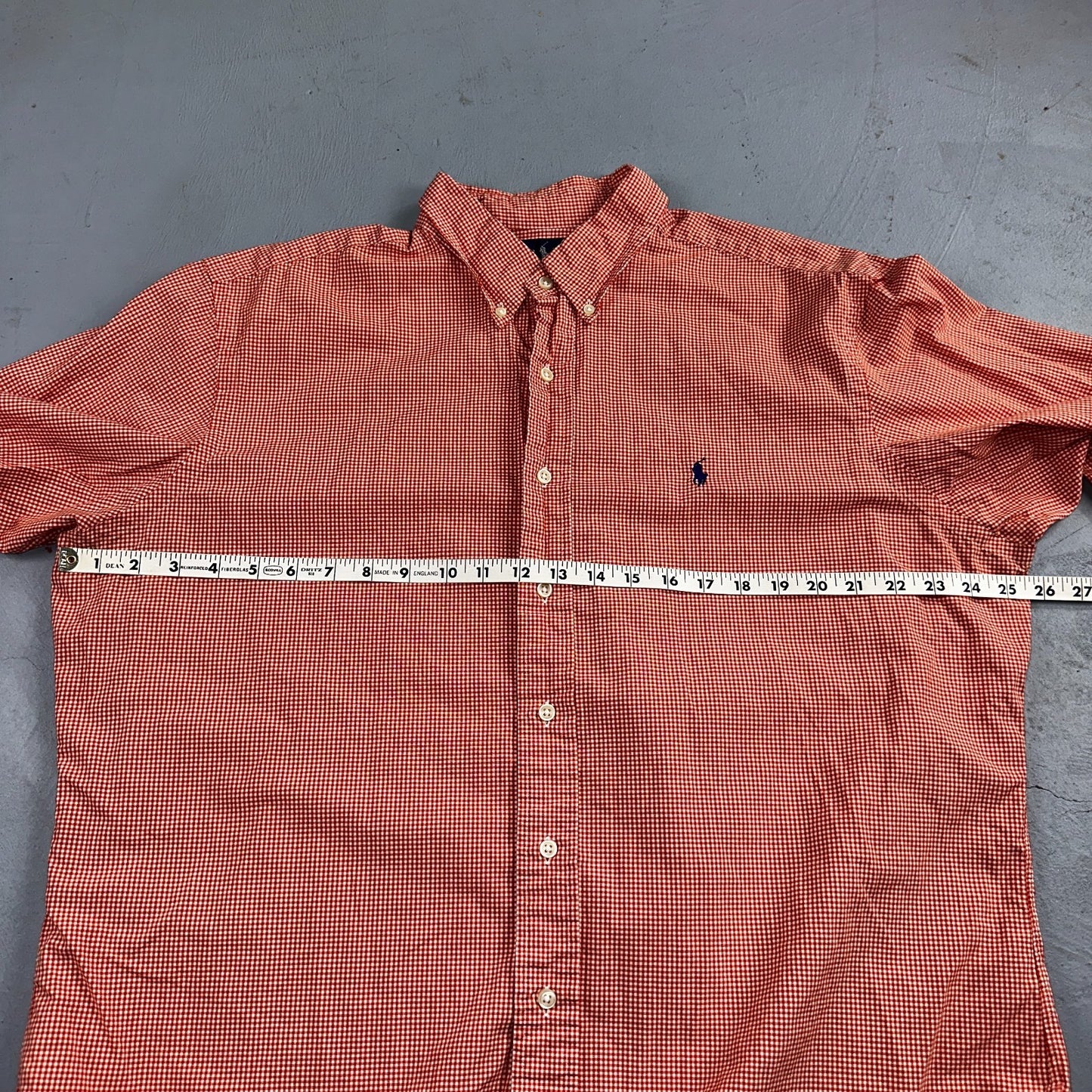 Ralph Lauren XL Red Gingham Button Down Shirt Classic Fit Long Sleeve VTG