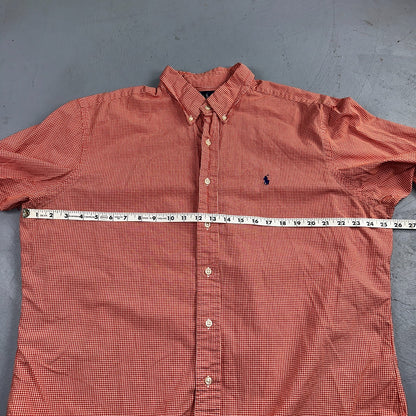 Ralph Lauren XL Red Gingham Button Down Shirt Classic Fit Long Sleeve VTG