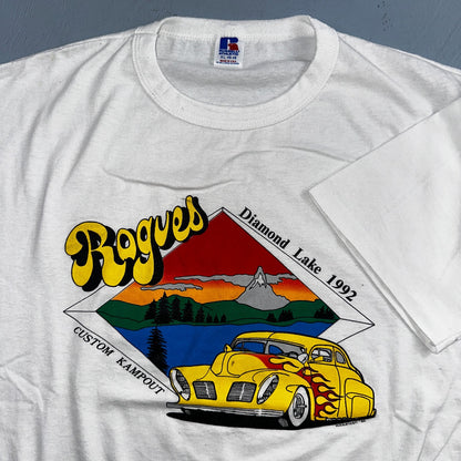Diamond Lake Rogues Hot Rod VTG T Shirt USA Russell Athletic Cars Kampout Art Te