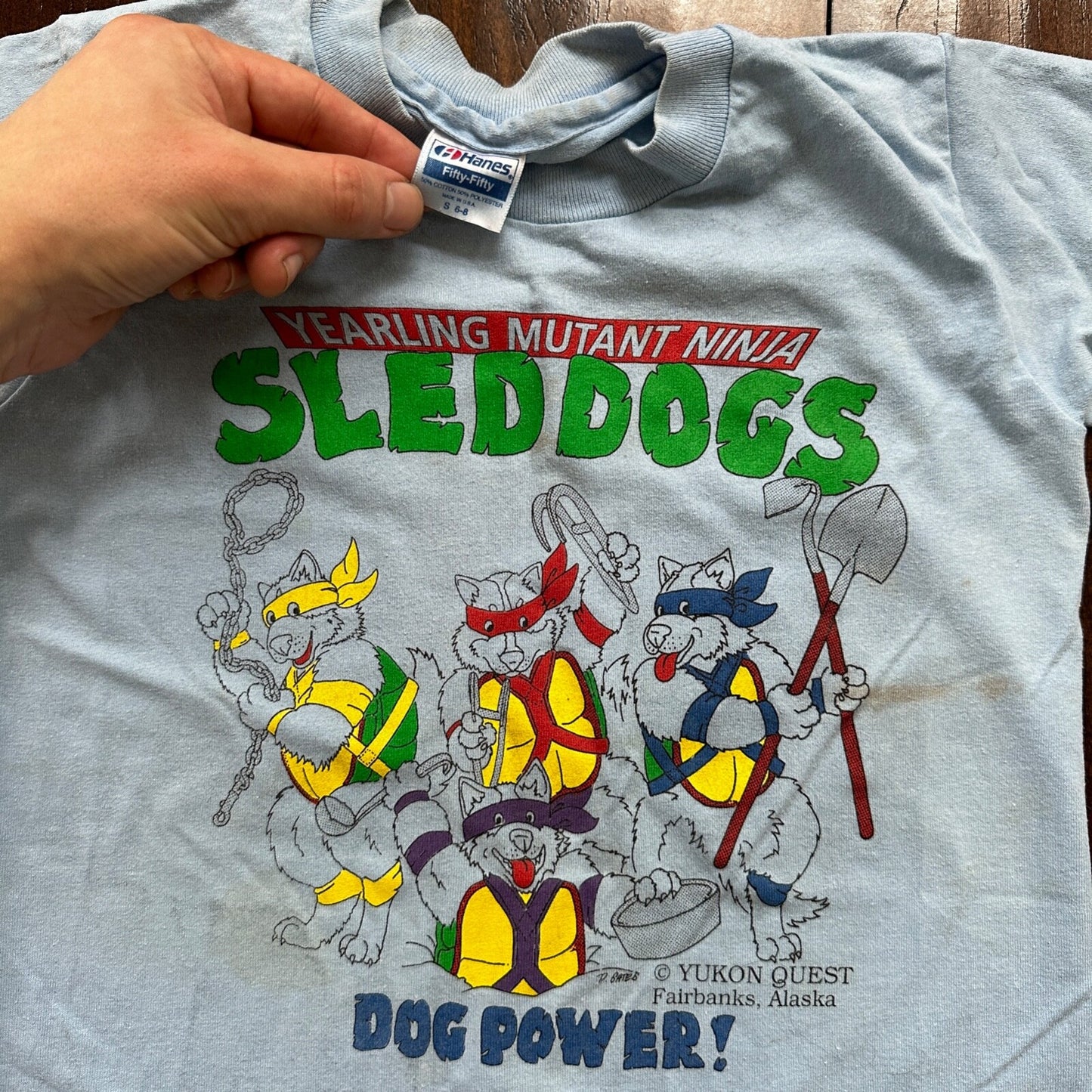 Teenage Mutant Ninja Turtles Dogs Sleddogs Vintage T Shirt 80s Kids S Alaska Rap